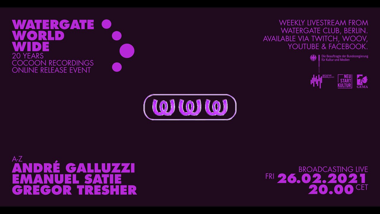 WatergateWorldWide #4 20 Years Cocoon Recordings w/ André Galluzzi, Emanuel Satie & Gregor Tresher
